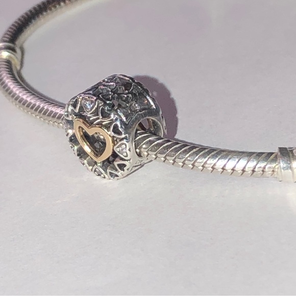 Authentic Pandora Loving Circle 14k Heart Charm S925 Ale - Picture 5 of 6